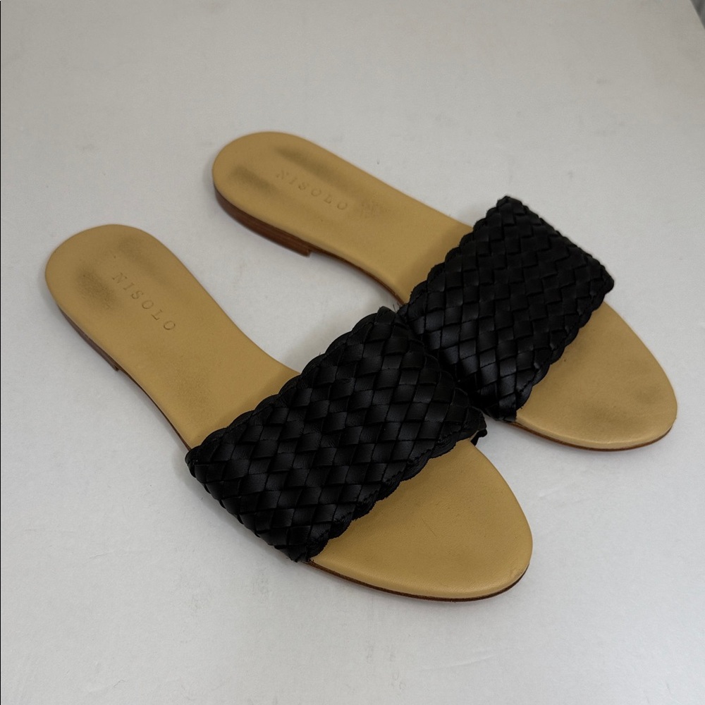 Nisolo Black and Tan Woven Sandals